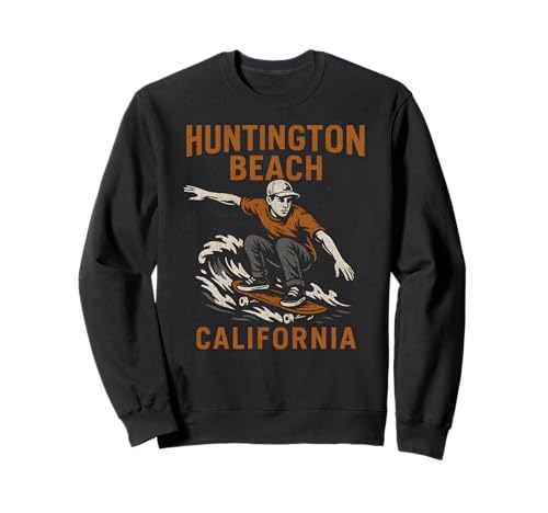 Surfing Huntington Beach California Vintage Herren Beach Life Sweatshirt von Surfs Up Huntington Beach Skateboarding Apparel