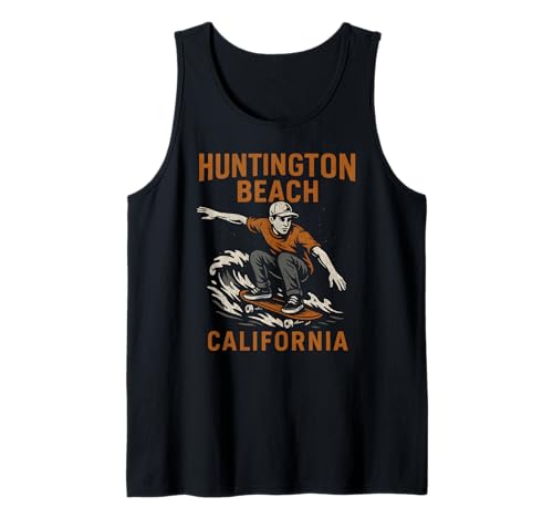 Surfing Huntington Beach California Vintage Herren Beach Life Tank Top von Surfs Up Huntington Beach Skateboarding Apparel