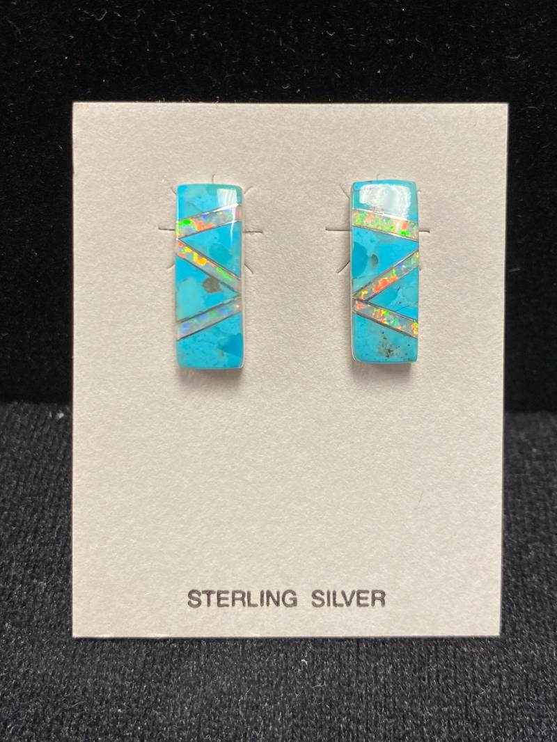 sterling Silber Türkis Onyx Curve Ohrringe Mit Echtem von SuriSouthwest