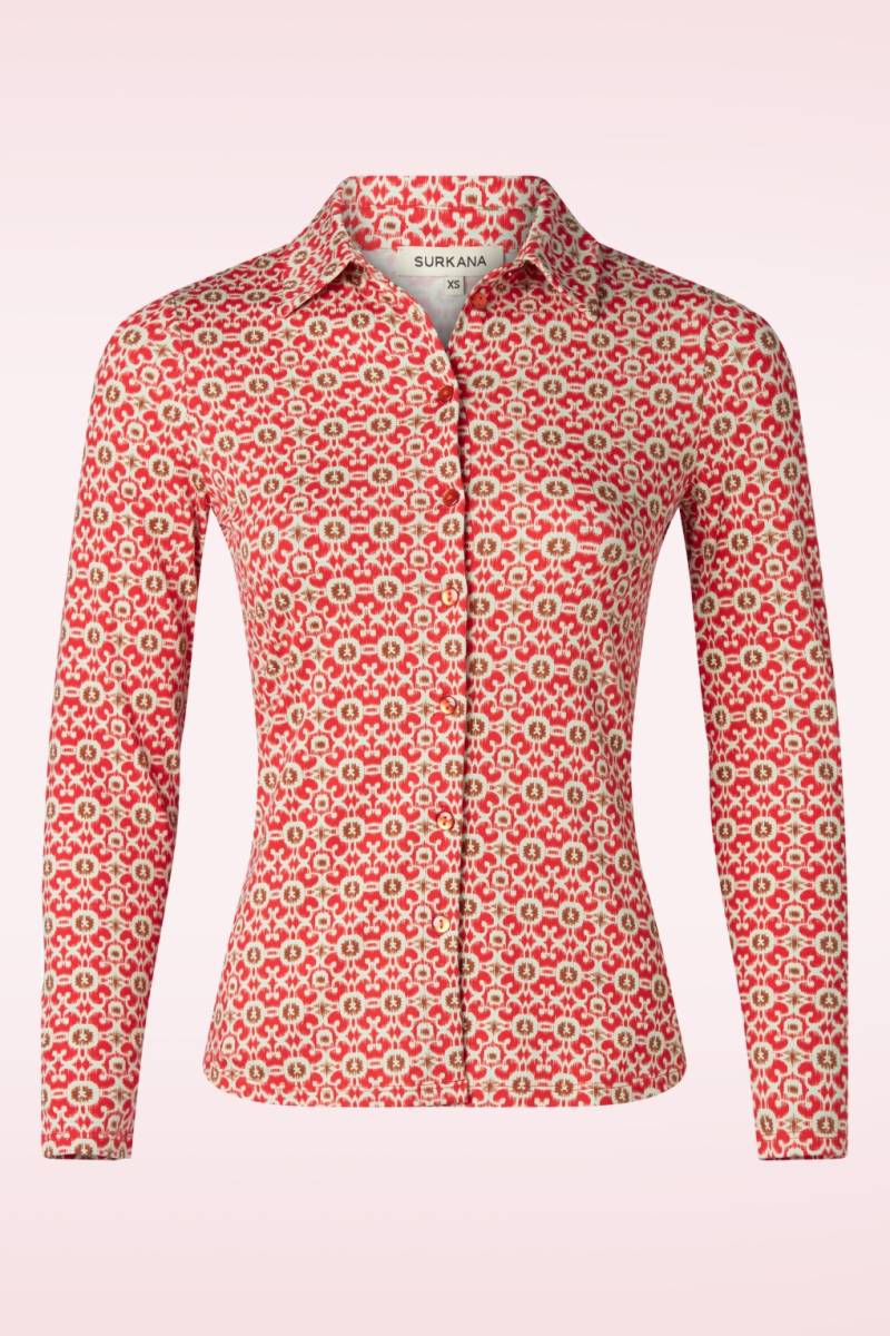 Sara Graphic Bluse in Rot von Surkana