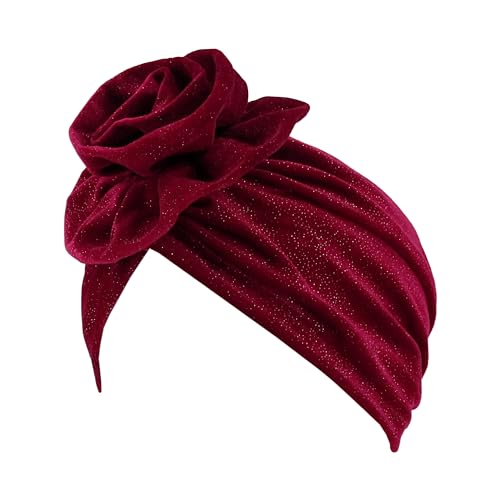 Surkat Glänzende Blume Turban Schimmer Chemo-Kappe Hairwrap Headwear Beanie Haar Schal, Rot 04102, Einheitsgröße von Surkat