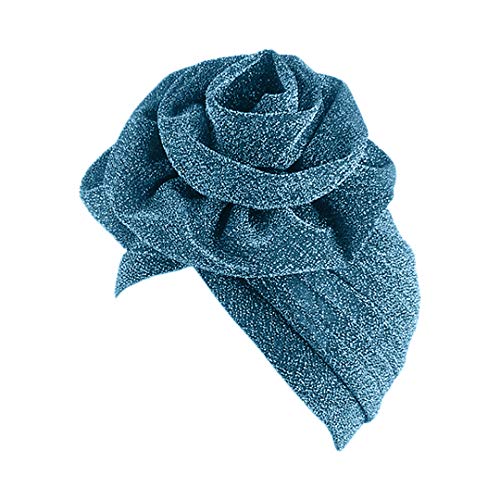 Surkat Glänzende Blume Turban Schimmer Chemo-Kappe Hairwrap Headwear Beanie Haar Schal, Seeblau, Einheitsgröße von Surkat