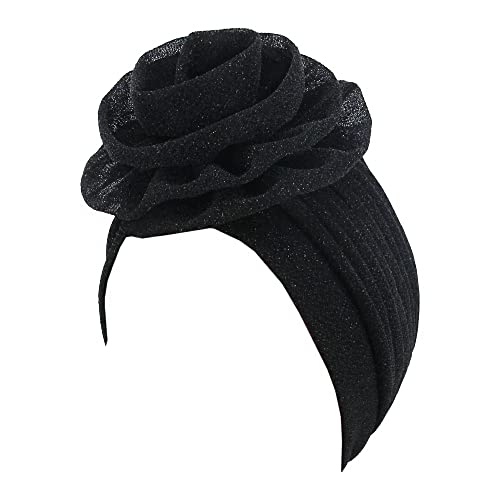 Surkat Glänzende Blume Turban Shimmer Chemo Cap Hairwrap Kopfbedeckung Beanie Haar Schal, Geometrisches Rot, Einheitsgröße von Surkat
