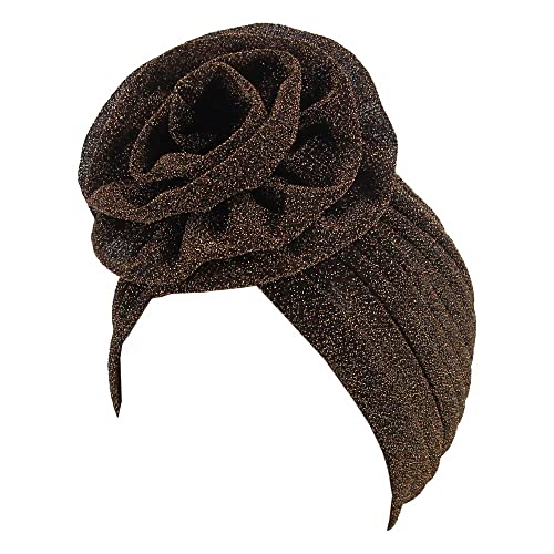 Surkat Glänzende Blume Turban Shimmer Chemo Cap Hairwrap Kopfbedeckung Beanie Haar Schal, Pink/Grün, Einheitsgröße von Surkat