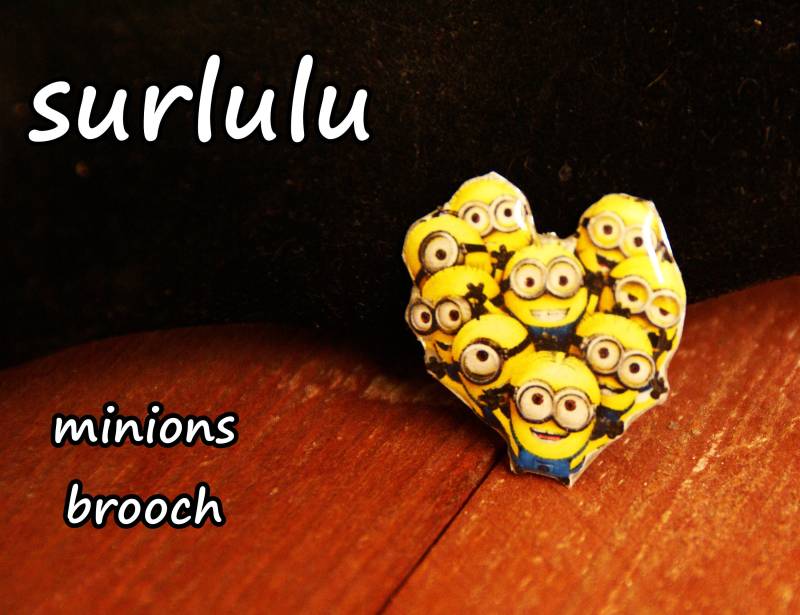 Minions Herz Förmige Handgemachte Brosche.anstecknadel Aus Jeans Und Resin. Ich Verabscheuungswürdig von Surlulu
