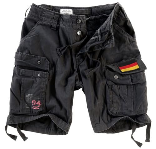 Surplus Raw Vintage Airborne Vintage Herren Cargo Shorts, schwarz mit Patch, 3XL von Surplus Raw Vintage