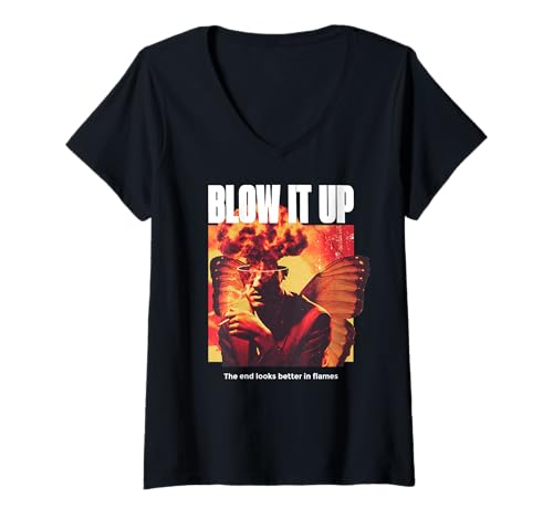 Damen Blow It Up Pilzwolke Weirdcore Apokalyptische Doomer Stimmung T-Shirt mit V-Ausschnitt Damen Blow It Up Pilzwolke Weirdcore Apokalyptische Doomer Stimmung T-Shirt mit V-Ausschnitt von Surreal Apocalyptic Grunge Doomer Weirdcore Style