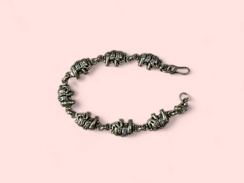925 Sterling Silber Elefant Link Armband, Kompliziertes Design, Perfektes Geschenk, Verstellbares Vintage Look Kette Armband Für Frauen von SurrekhaCollections