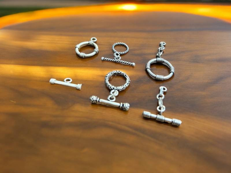 Handmade 925 Sterling Silber Knebelverschluss Set Für Die Schmuckherstellung - Vintage Style Oxidiertes Design Kompliziert Und Langlebig von SurrekhaCollections