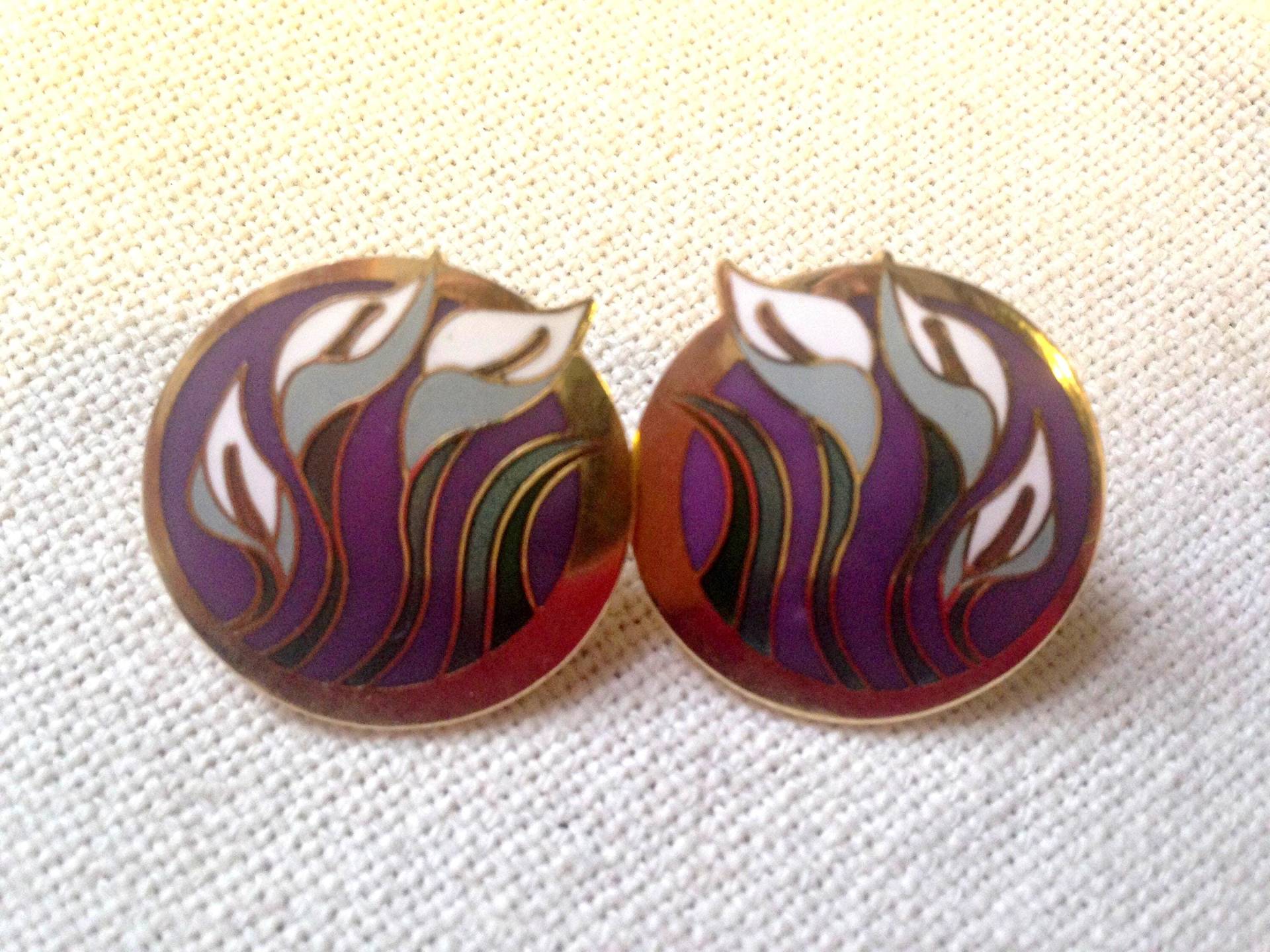 Laurel Burch Ohrringe Lillies Für Les Cloisonné Post Ohrstecker Kunst Schmuck Vintage Stück Signiert Lila Grün Weiß Grau Gold Laurel Burch Ohrringe Lillies Für Les Cloisonné Post Ohrstecker Kunst Schmuck Vintage Stück Signiert Lila Grün Weiß Grau Gold von SurrenderDorothy
