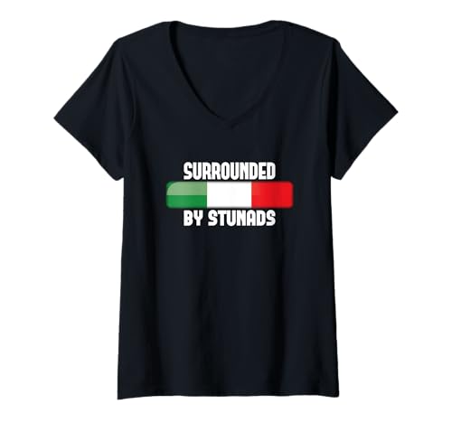 Damen Sarkastischer Italienischer Humor lustig umgeben von Stunads T-Shirt mit V-Ausschnitt Damen Sarkastischer Italienischer Humor lustig umgeben von Stunads T-Shirt mit V-Ausschnitt von Surrounded By Stunads Italian Humor Gift