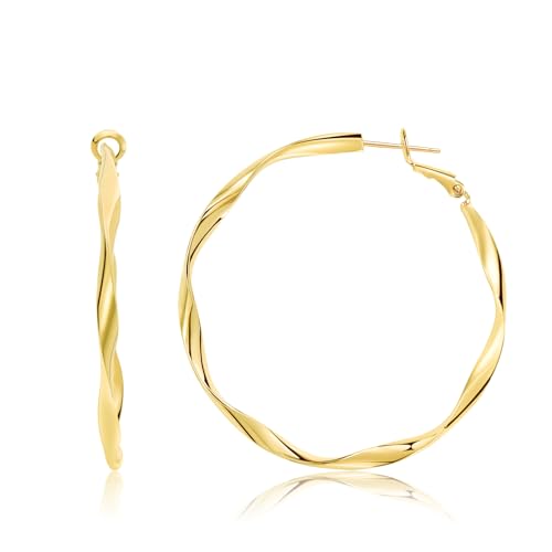 Surrounded Forest 18K Gold Hoop Earrings Lightweight Hoop Earrings for Women Girls Loop Earrings Set 2in von Surrounded Forest