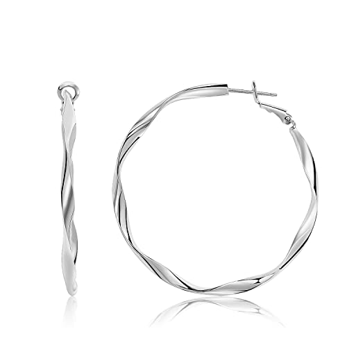 Surrounded Forest Sterling Silber Creolen Ohrringe Weiß Gold überzogene Creolen Ohrringe für Frauen Leichte Creolen Ohrringe 50mm von Surrounded Forest