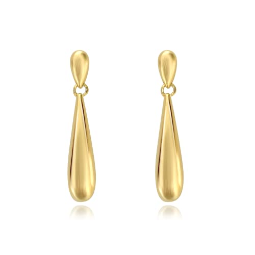 Surrounded Forest Tropfenohrringe Damen – Goldfarbene Wassertropfen Baumel-Ohrringe, Trendige gehobene Ohrringe ohne Edelsteine von Surrounded Forest