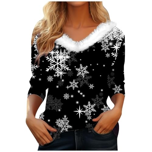 Angebote des Tages Heute Blitzangebote, Weihnachtspullover Damen Lustig Rot Weinglas Pailletten Druck Langarm Weihnachts Sweatshirt Pullover Winter Weihnachtspulli Ugly Christmas Sweater von Surttan