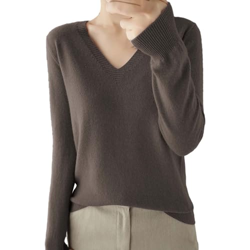 Blackfriday Sales Winter Pulli Pullover V-Ausschnitt Elegant Einfarbig Strickpulli Baumwolle Grobstrick Winterpullover Warm Wollpullover Casual Lose Cashmere Pullover Gestrickter Sweater von Surttan