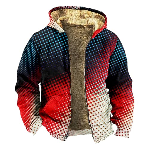 Fleecejacke Herren Oversize Farbverlauf Fleecepulli Zip Kapuze Kapuzenpullover Casual Kapuzenpulli Warm Fleecejacke Jacke Baggy Sportjacken Basic Oberteile Streetwear Vintage Hoody Y2k von Surttan