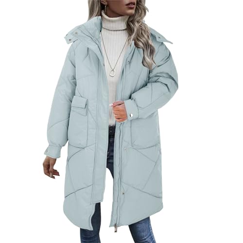 Glänzende Daunenjacke Damen Elegant Mantel Winterjacke Daunen Mit Reissverschluss Flauschig Sweatjacke Kapuze Dicke Daunenjacke Große Größen Warm Daunen Winterjacke Winter Kurzmantel von Surttan