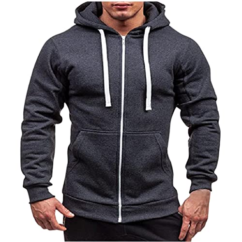 Kapuzenpulli Herren Zip Freizeitjacke Einfarbige Langarmshirt Kapuze Joggingjacke Langarm Sport Sweater Leichte Hoodies Übergangs Sweatshirt Pulli Baumwolle Lose Fleecejacke Oversize Outdoor Outwear von Surttan