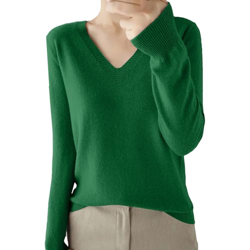 Oberteile Damen Winter Pulli Pullover V-Ausschnitt Elegant Einfarbig Strickpulli Baumwolle Grobstrick Winterpullover Warm Wollpullover Casual Lose Cashmere Pullover Gestrickter Sweater von Surttan