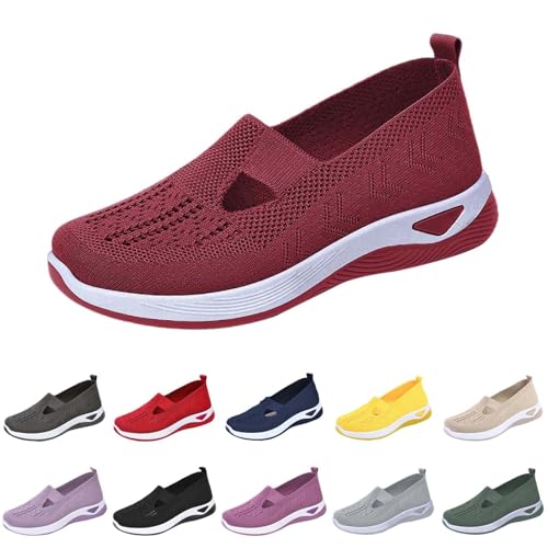 Orthopädische Schuhe Damen, Slip-On Sommerschuhe Vermascht Weite H Walkingschuhe Outdoor Gesundheitsschuhe Sandalen Bequem Turnschuhe Sommer Sneaker Atmungsaktives Sportschuhe von Surttan