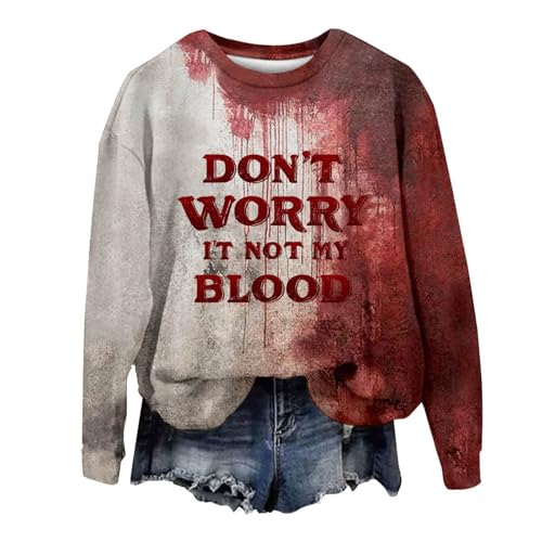 Pullover Damen Halloween Problem Gelöst Sweatshirt I'm Fine Langarm Pullover Herbstwinter Langarmshirt Langarm Kapuzenpullover Oberteile Mit Blutigem Muster Blutige Wunde Sweater Pullover Damen Halloween Problem Gelöst Sweatshirt I'm Fine Langarm Pullover Herbstwinter Langarmshirt Langarm Kapuzenpullover Oberteile Mit Blutigem Muster Blutige Wunde Sweater von Surttan