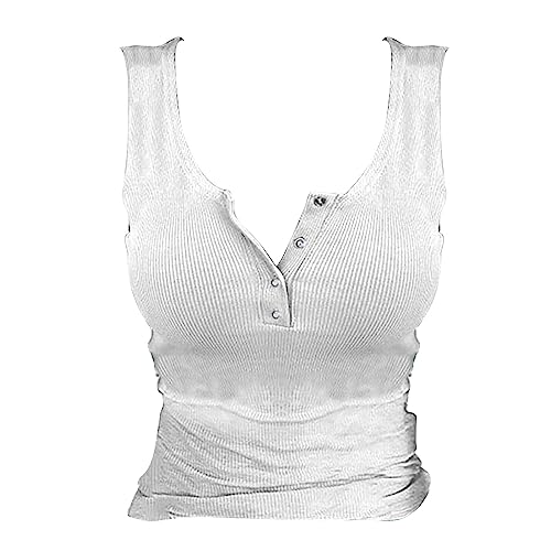 Sale,Tanktop Damen Baumwolle Damen Tank Top mit Integriertem BH Ärmellos Tanktops Sommer T Shirt Basic Oberteile Blusentop Lässige Top von Surttan