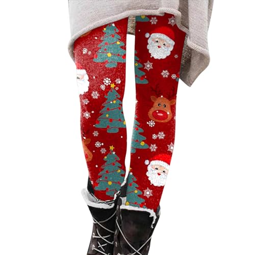 Strumpfhosen Mit Muster Damen Thermo Xmas Hose Lang Casual Sportleggins Gemusterte Herbst Winter Radlerhosen Weihnachtsstrumpfhose High Waist Blickdicht Weihnacht Strumpfhose Winterleggins von Surttan