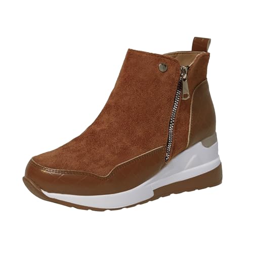 Surttan Elegante Stiefelette Damen Flach Thermo Cowboystiefel Schneeschuhe Winter Fellgefütterte Keilstiefeletten Chelsea Boots Gefüttert Schnee Stiefel Winterstiefel Elegant Freizeitschuhe Snowboot von Surttan
