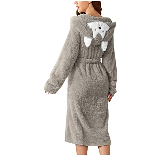 Surttan Flauschige Bademantel Für Damen Thermo Bademäntel Bademantel Große Größen Weicher Einfarbig Bathrobe Mit Kapuze Kuschelig Sauna Bademantel Lang Winter Bath Robe Flauschig Hausmantel von Surttan