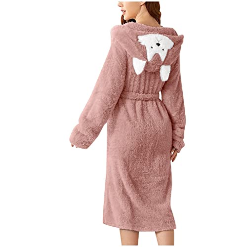 Surttan Flauschige Bademantel Für Damen Thermo Bademäntel Bademantel Große Größen Weicher Einfarbig Bathrobe Mit Kapuze Kuschelig Sauna Bademantel Lang Winter Bath Robe Flauschig Hausmantel von Surttan