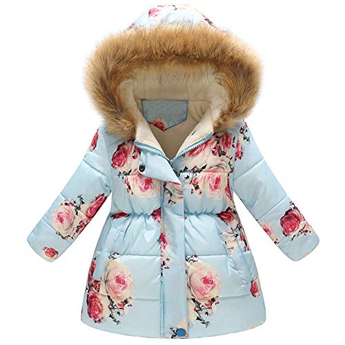 Surttan Mädchen Winterjacke Daunenmante Mit Flauschige Kapuze Warm Wintermantel Langarm Reißverschluss Kapuzenjacke Leicht Daunenjacke Kuschel Mantel Pelzmantel Dicker Flauschig Fellmantel von Surttan