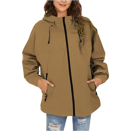 Surttan Regenjacke Damen Wasserdicht Atmungsaktiv Softshelljacke Outdoor Leichte Sommerjacke Große Größen Regenparka Kapuze Mit Kordelzug Outdoorjacke Regenponcho Zum Wandern Reisen Treking Fahrrad von Surttan