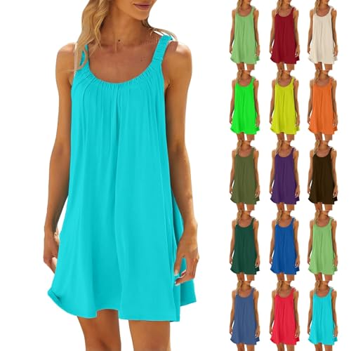 Surttan Strandkleider Damen Sommer Kurz Sommerkleid Bikini Cover Up Strandkleid Strand Kleider Casual Ärmellos Tshirt Kleid Minikleid von Surttan