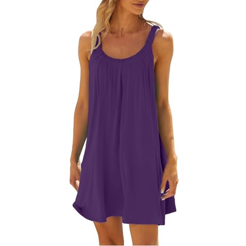 Surttan Strandkleider Damen Sommer Kurz Sommerkleid Bikini Cover Up Strandkleid Strand Kleider Casual Ärmellos Tshirt Kleid Minikleid von Surttan