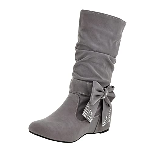 Surttan Winterstiefel Damen Gummistiefel Herren Winter mit Blockabsatz Leder Winter Outdoor Trekking Arbeitsstiefel Arbeiten Wandern Schuhe Ankle Boots Halblange Stiefel Wandern Schwarz Braun 36-41 von Surttan