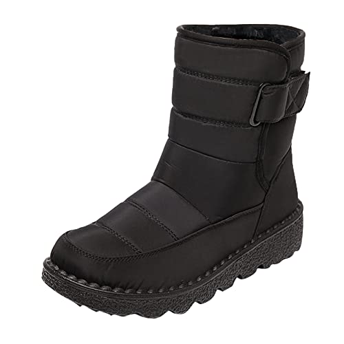 Surttan Winterstiefel Damen Stallschuhe Winter mit 5,6 cm Blockabsatz Boots Herbst Winter Stiefel Wasserdicht Rutschfest Stiefeletten Sockenstiefel Schwarz Braun Grau Rosa Gr.37-42 von Surttan