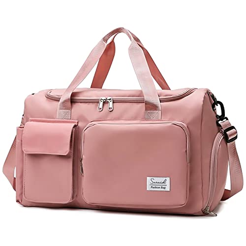 Suruid Sporttasche, Reisetasche, Handgepäck Tasche für Flugzeug für Damen und Herren Klein mit Schuhfach & Nassfach Weekender Tasche für Reisen - Gym Bag,Trainingstasche Rosa von Suruid