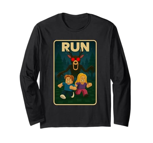 Run - 99 Nights Halloween-Gamer-Meme „Hirsch im Wald“ für Kinder Langarmshirt von Survival Gaming Gear
