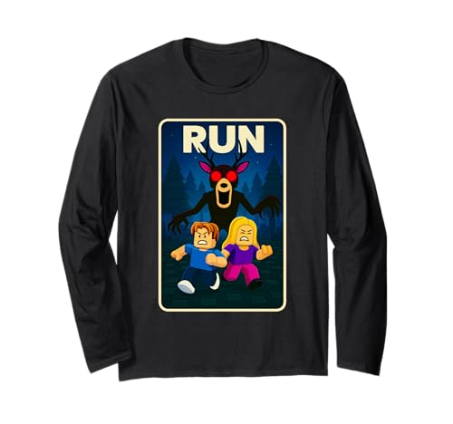 Run - 99 Nights Halloween-Gamer-Meme „Hirsch im Wald“ für Kinder Langarmshirt von Survival Gaming Gear