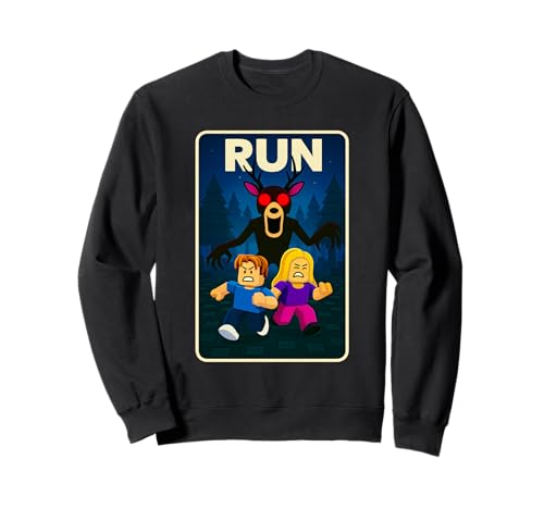 Run - 99 Nights Halloween-Gamer-Meme „Hirsch im Wald“ für Kinder Sweatshirt von Survival Gaming Gear