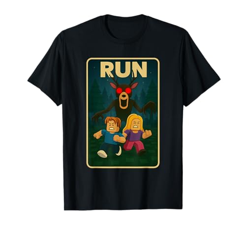 Run - 99 Nights Halloween-Gamer-Meme „Hirsch im Wald“ für Kinder T-Shirt von Survival Gaming Gear