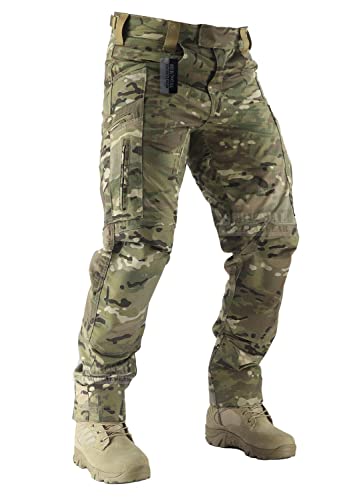 Survival Tactical Gear Combat Pant Motorrad Reithose Ripstop Militär Camo Hose für Camping Wandern, Multicam (Pro), Groß von Survival Tactical Gear