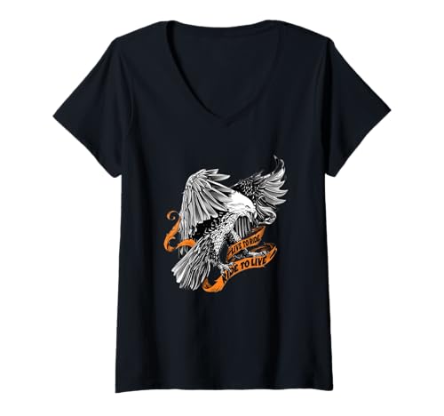Damen US Eagle, Biker, live um zu reiten, um zu leben T-Shirt mit V-Ausschnitt Damen US Eagle, Biker, live um zu reiten, um zu leben T-Shirt mit V-Ausschnitt von Survival