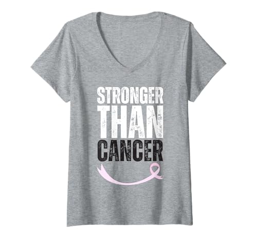 Damen Survivor Pink Cancer Awareness ist stärker als Krebs bei Teenagern T-Shirt mit V-Ausschnitt von Survivor Breast Cancer Pink Outfit for October