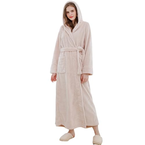 Surwin Bademantel Lang Flauschig mit Kapuze für Herren und Damen, Winter Fleece Bademantel Frottee Extra Weich Unisex Leichter Plüsch Morgenmantel für Frauen Männer von Surwin