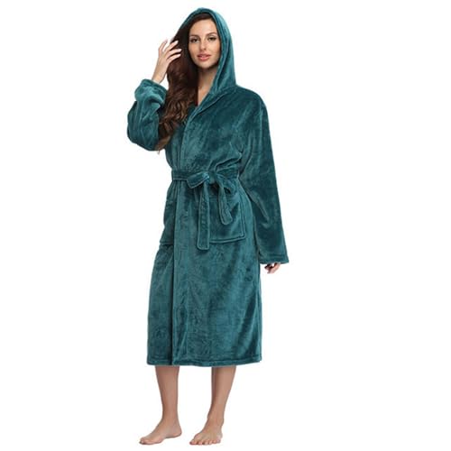 Surwin Bademantel Lang Flauschig mit Kapuze für Herren und Damen, Winter Fleece Bademantel Frottee Extra Weich Unisex Leichter Plüsch Morgenmantel für Frauen Männer von Surwin