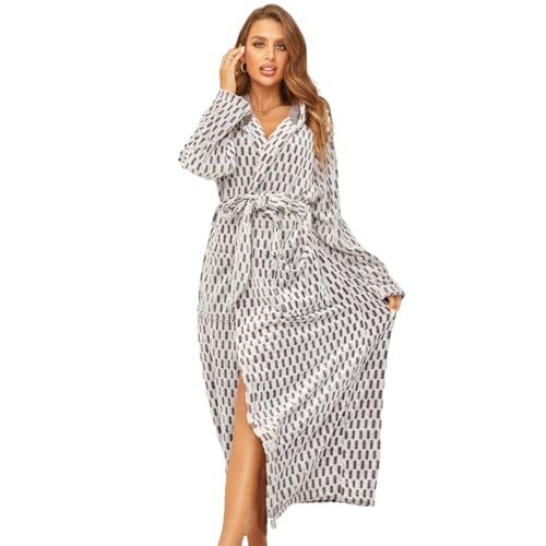 Surwin Bademantel Lang Flauschig mit Kapuze für Herren und Damen, Winter Fleece Bademantel Frottee Extra Weich Unisex Leichter Plüsch Morgenmantel für Frauen Männer von Surwin