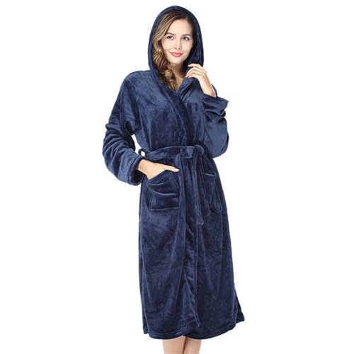 Surwin Bademantel Lang Flauschig mit Kapuze für Herren und Damen, Winter Fleece Bademantel Frottee Extra Weich Unisex Leichter Plüsch Morgenmantel für Frauen Männer von Surwin