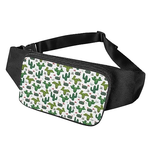 Surwin Bauchtasche für Damen Herren, Kaktus Muster Gürteltasche Hüfttasche Verstellbarem Riemen Brusttasche Umhängetasche für Reisen Outdoor Sportarten Training Jogging (Pinke Blumen) von Surwin